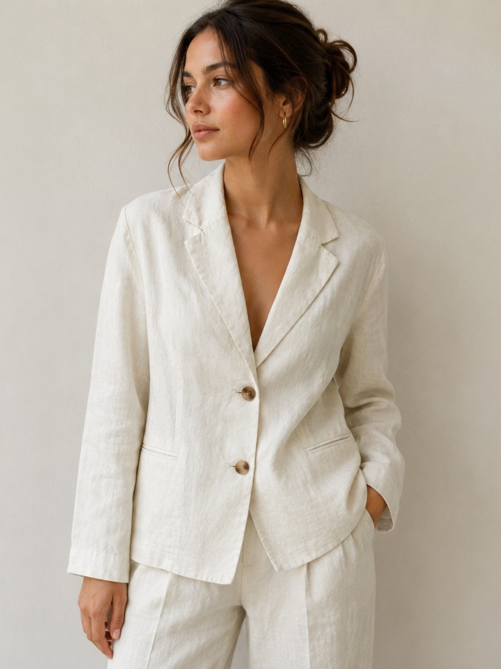 OAK + FORT 100% Linen Blazer – Women's M/M – Ivory/Cream